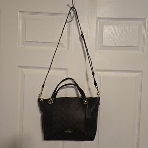 Coach Kasey Satchel Brown And Black Hand Bag